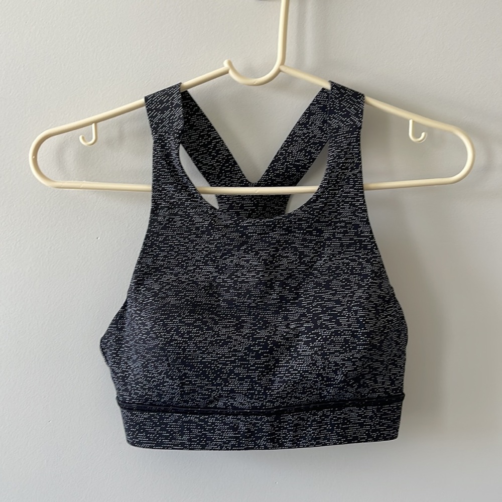 Lululemon Fast & Free Bra (Nulux) Alpine White Black 6 - Picture 7 of 9